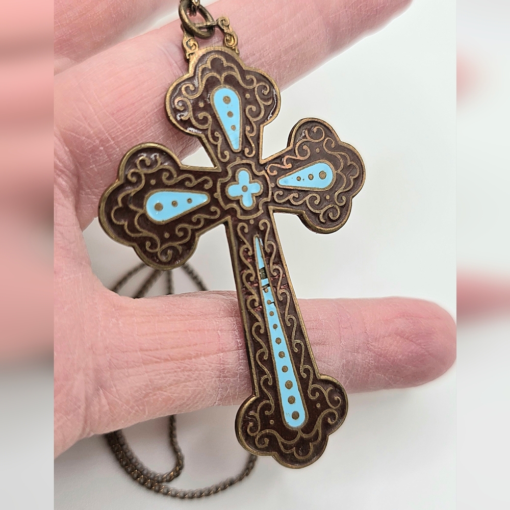 VINTAGE ENAMELED CROSS